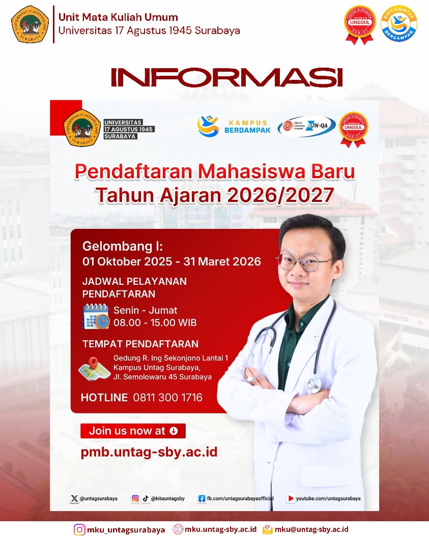 Pendaftaran Mahasiswa Baru Untag Surabaya