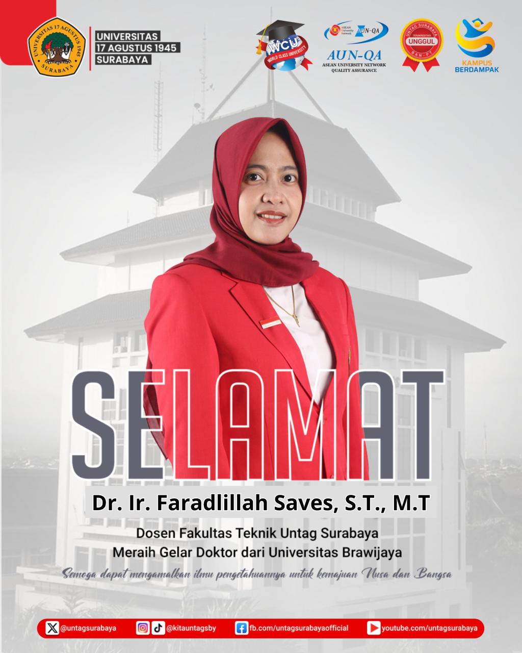 Selamat atas Gelar Doktor kepada Dosen Teknik Untag Surabaya