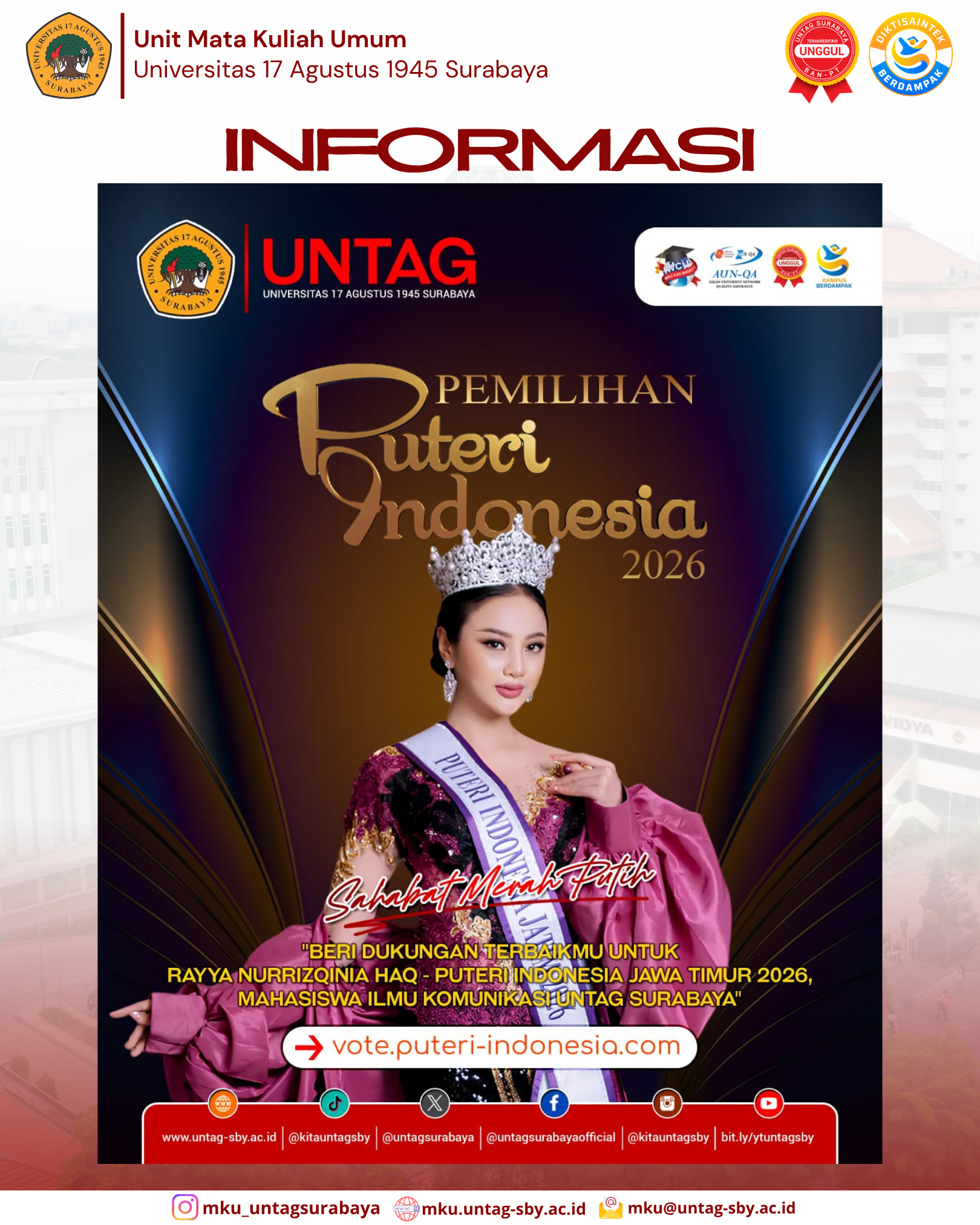 SUPPORT OUR PRIDE: RAYYA NURRIZQINIA HAQ FOR PUTERI INDONESIA 2026