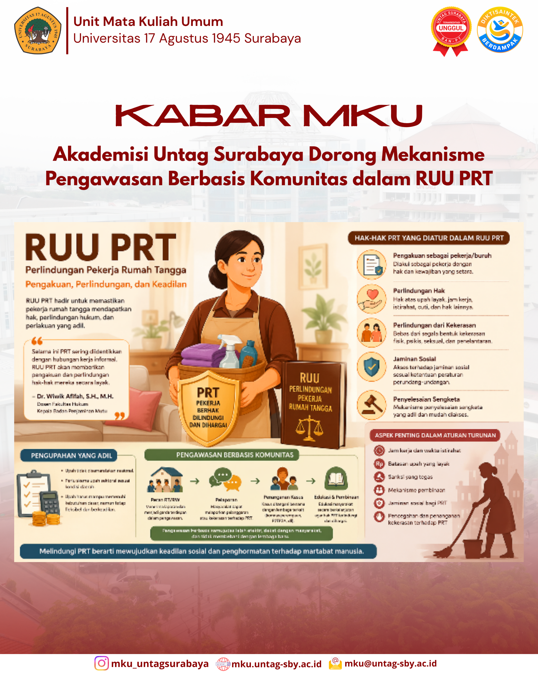 Akademisi Untag Surabaya Dorong Mekanisme Pengawasan Berbasis Komunitas dalam RUU PRT