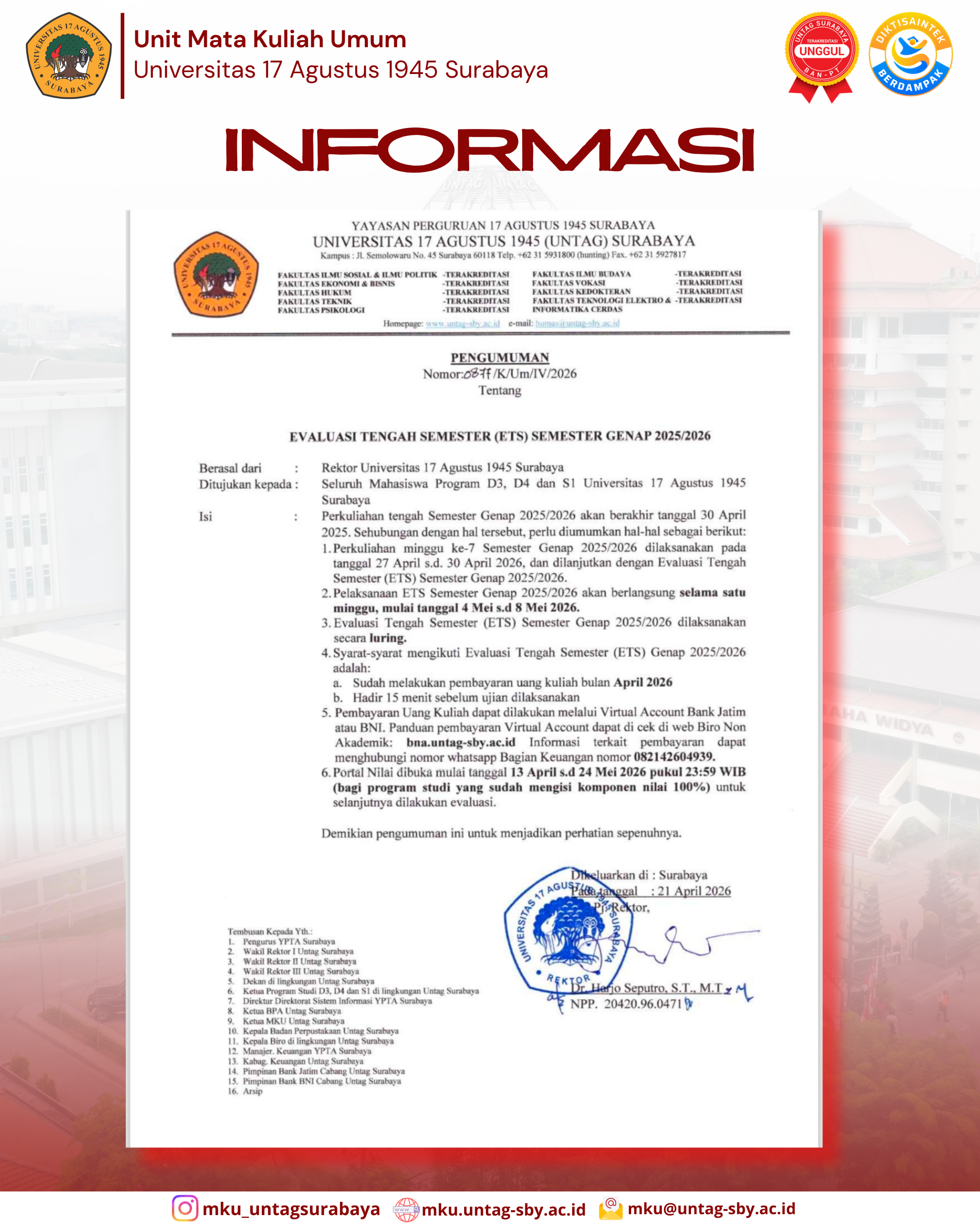 PENGUMUMAN ETS SEMESTER GENAP 2025/2026