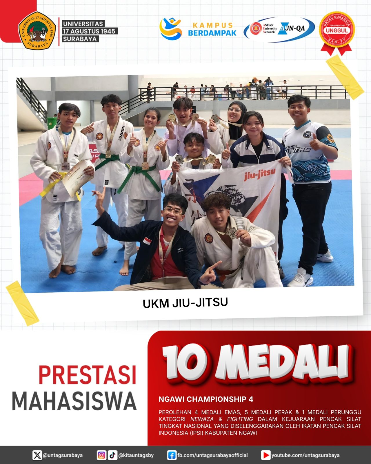 [PATRIOT ACHIEVEMENTS: UKM JIU-JITSU Raih 10 Medali di NGAWI CHAMPIONSHIP 4]