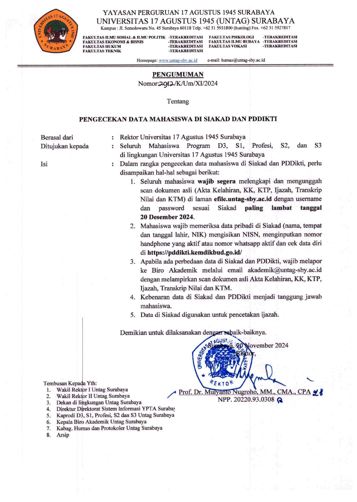 Pengecekan Data Mahasiswa