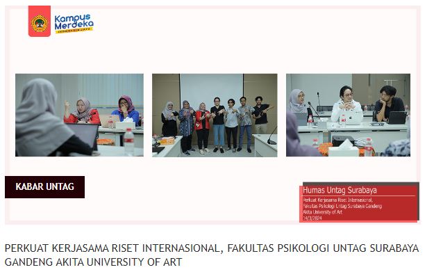 Perkuat Kerjasama Riset Internasional, Fakultas Psikolog Surabaya Gandeng Akita University Of Art