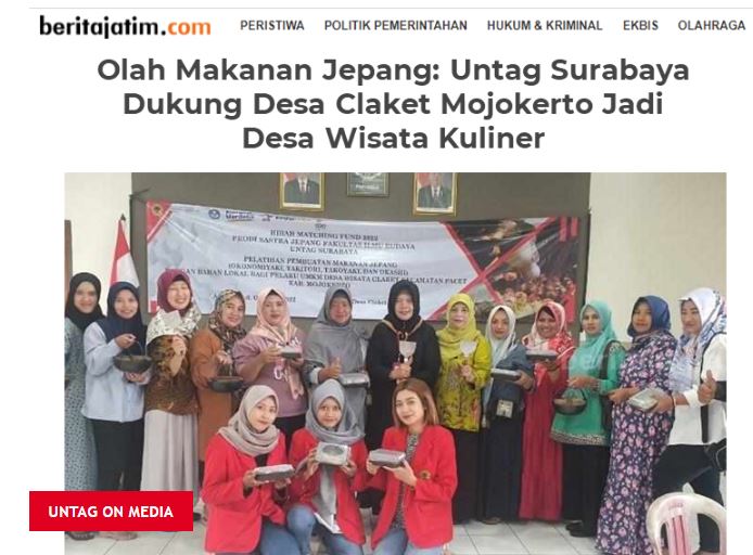 Olah Makanan Jepang : UNTAG Surabaya Dukung Desa Dlaket Mojokerto Jadi Desa Wisata Kuliner
