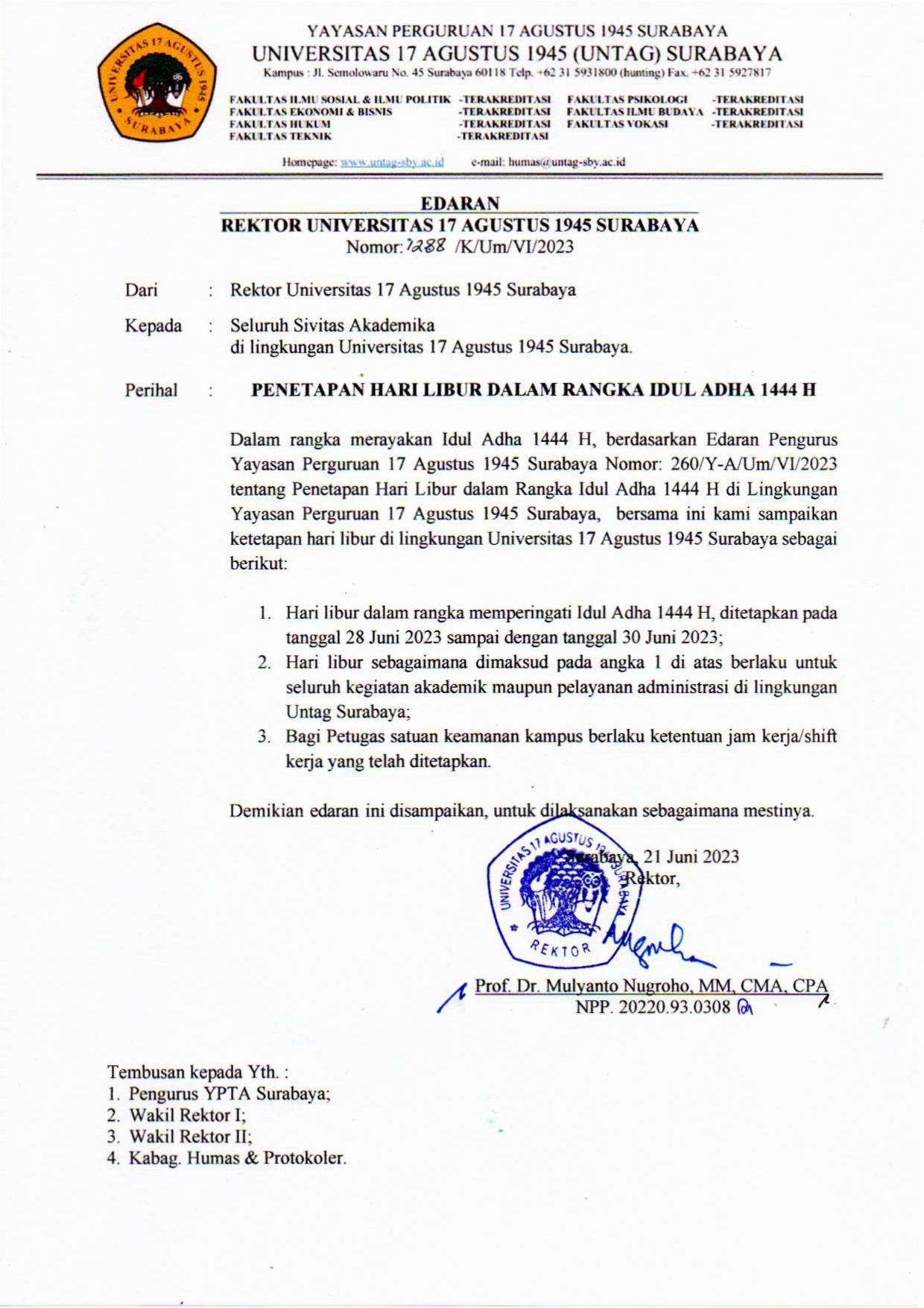 Penetapan Hari Libur Dalam Rangka Idul Adha 1441 H