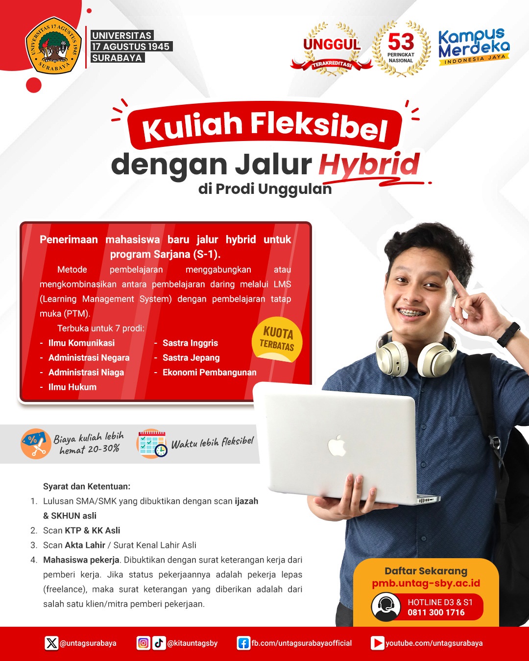 Penerimaan Mahasiswa Baru Jalur Hybrid Program Sarjana