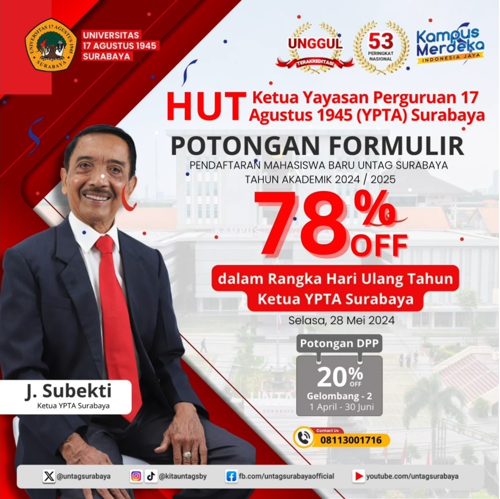 Potongan Formulir dalam rangka HUT Ketua Yayasan Perguruan 17 Agustus 1945 (YPTA) Surabaya