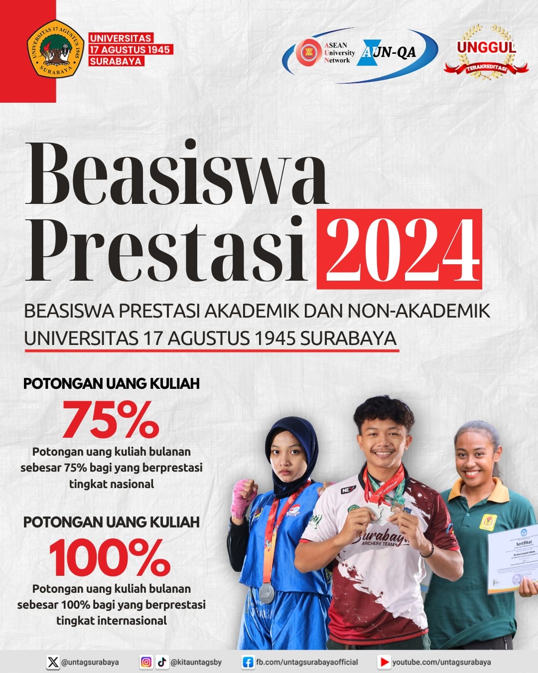 Beasiswa Prestasi 2024 UNTAG Surabaya