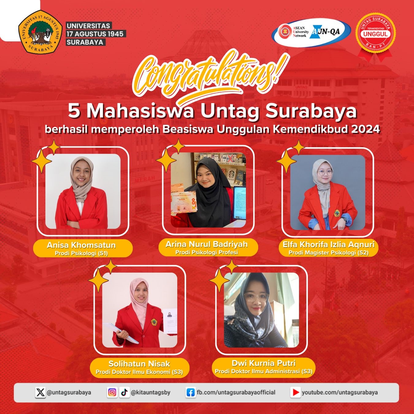 Beasiswa Unggulan Kemendikbud 2024 - Untag Surabaya