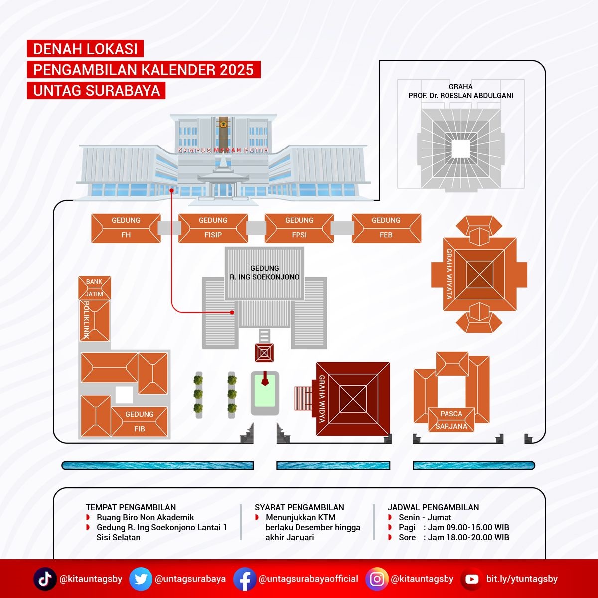 Denah Lokasi Pengambilan Kalender 2025 Untag Surabaya