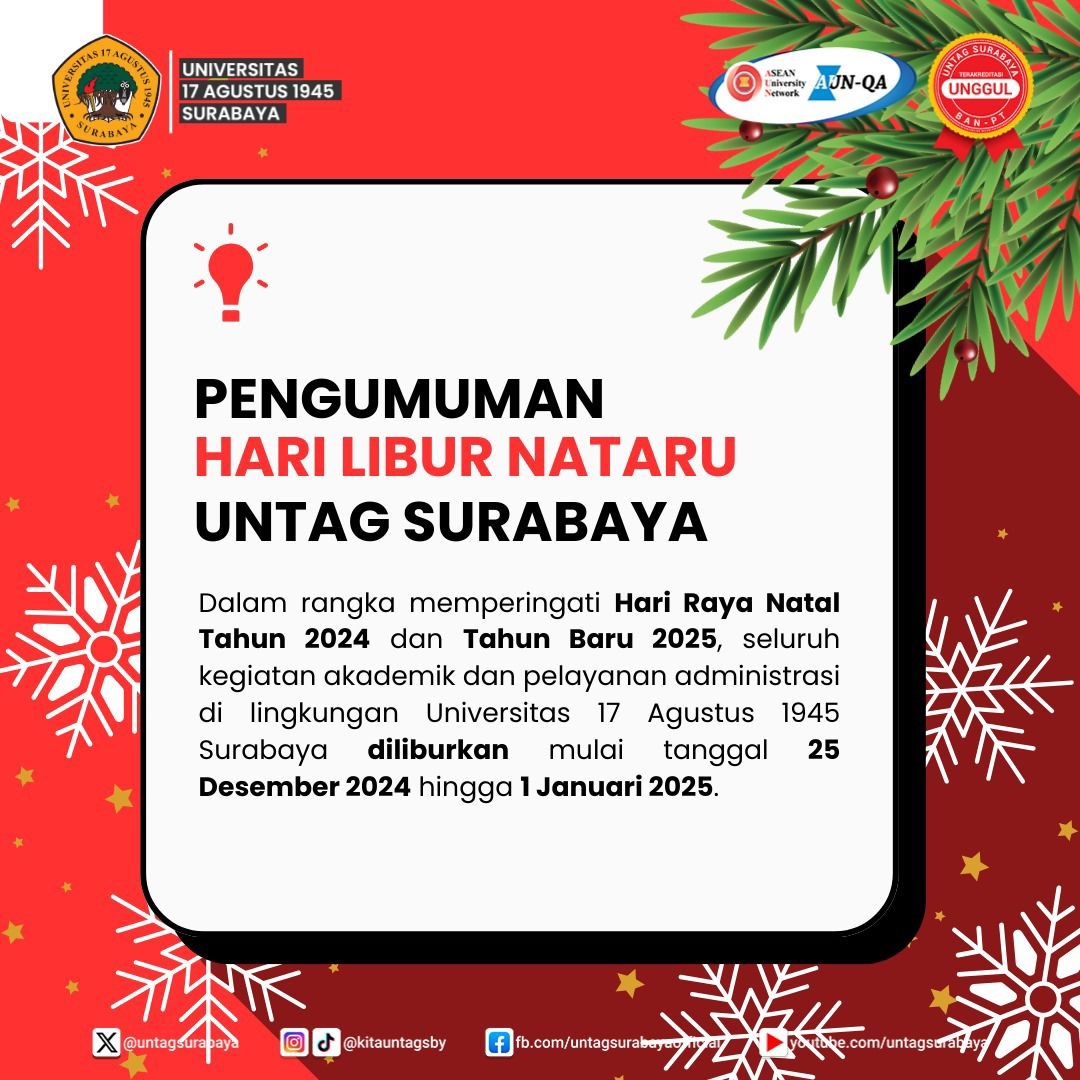 Hari Libur Nataru UNTAG Surabaya