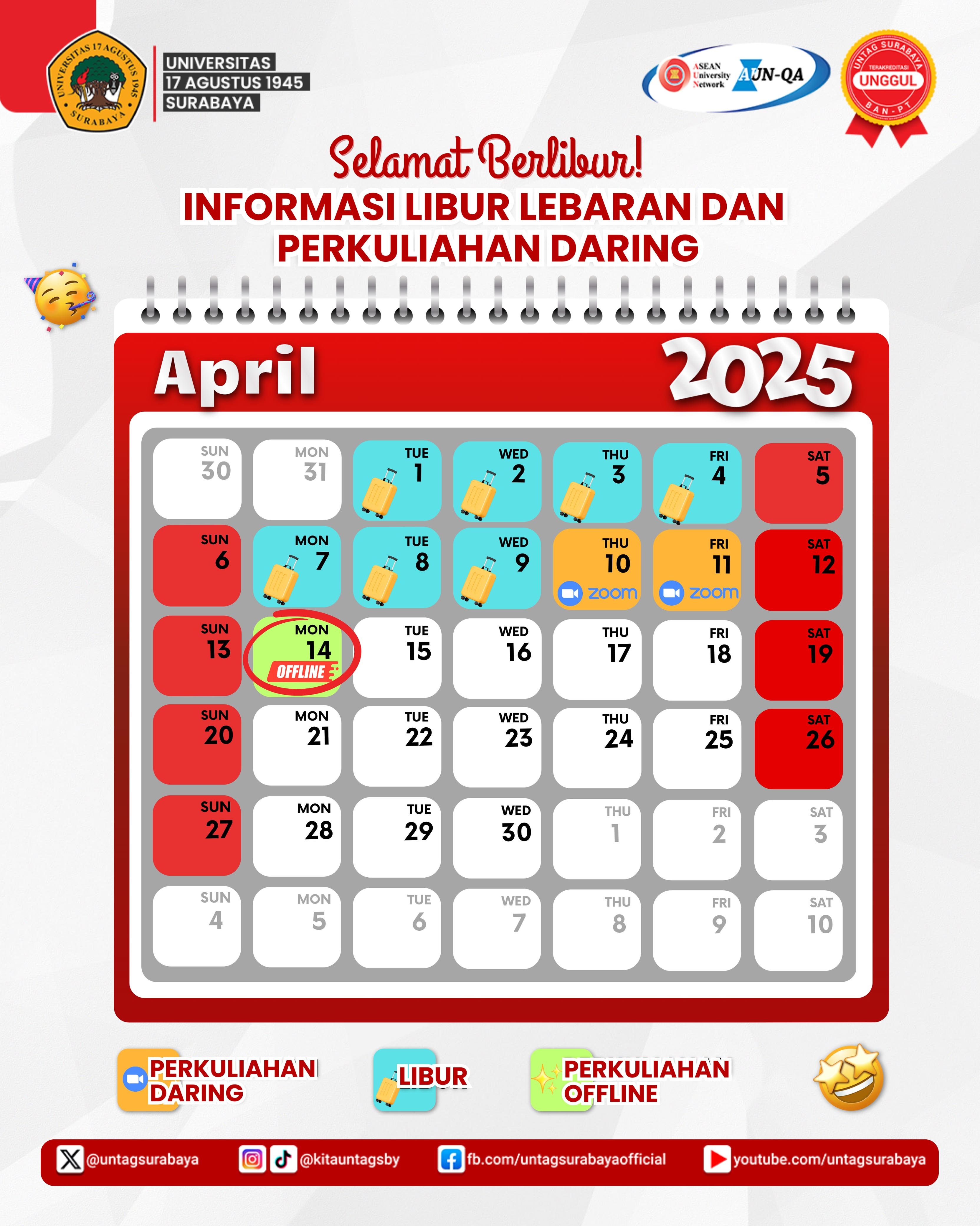 Informasi Libur Lebaran dan Perkuliahan Daring - April 2025