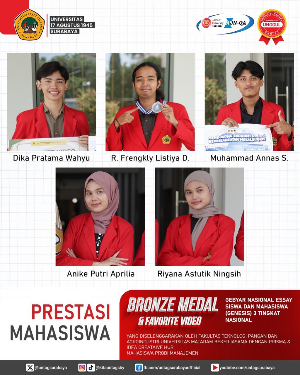 Prestasi Mahasiswa - Bronze Medal & Favorite Video