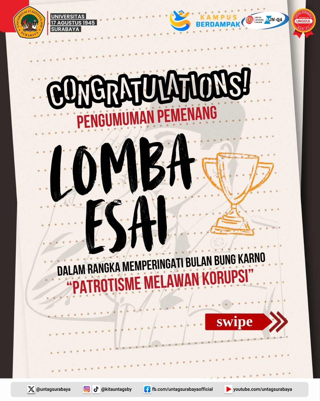 Pengumuman Lomba Esai - Patriotisme Melawan Korupsi