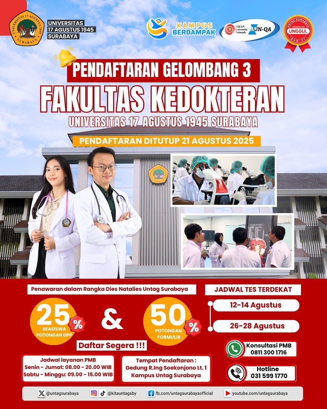 Pendaftaran Gelombang 3 FK Untag Surabaya